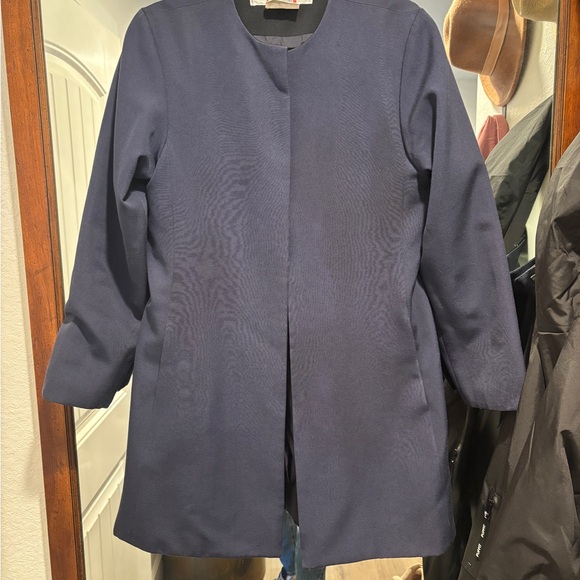 Yves Saint Laurent Navy Minimal Collar Trench Coat - Picture 5 of 5